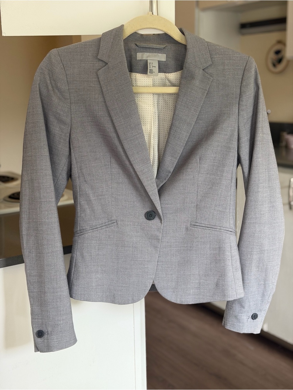H&M Light Grey Single-Button Tailored Blazer